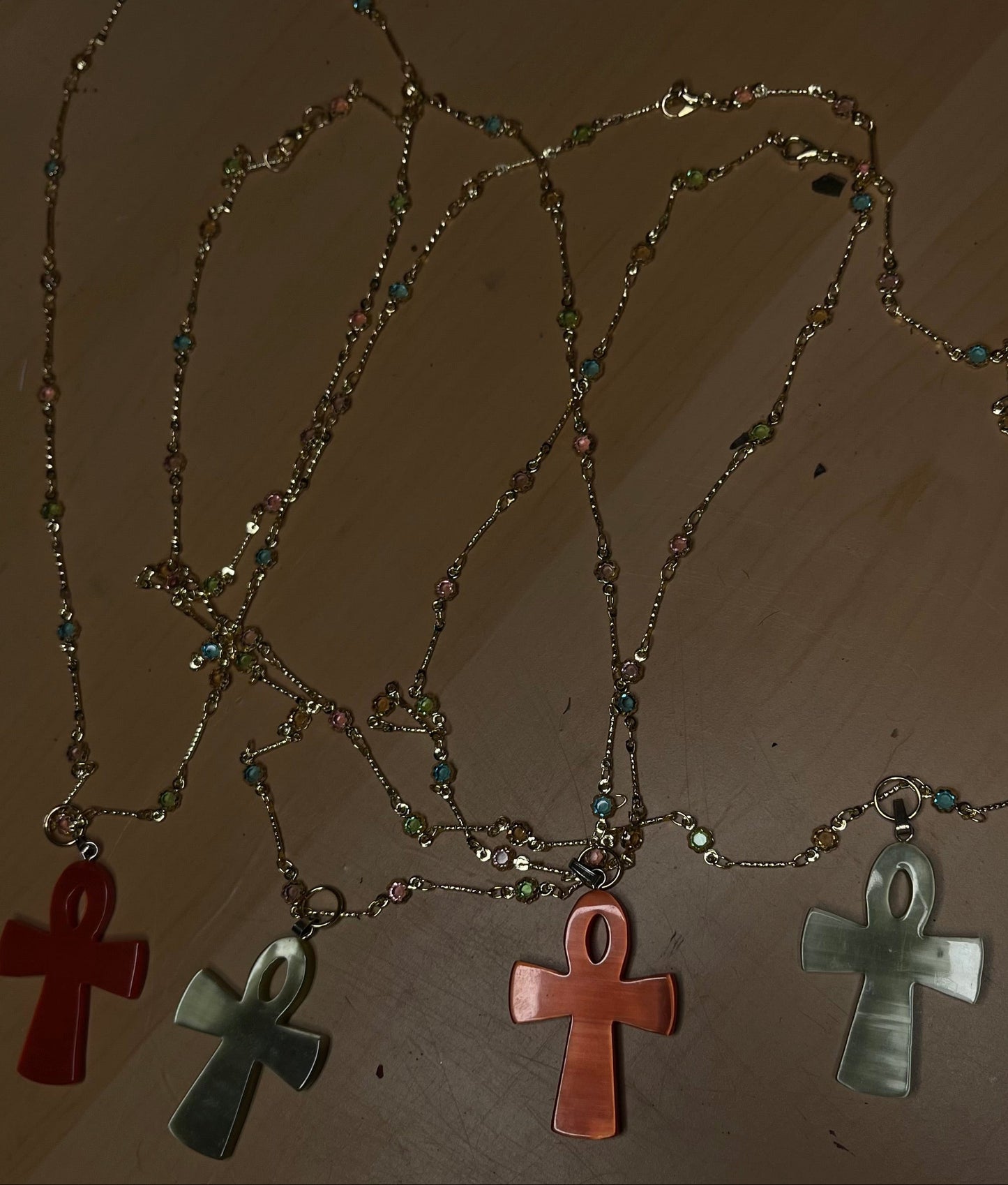 Ankh Pendant w/ jeweled chain. 